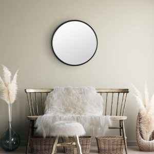 Discount Delights Black Round Wall Mirror