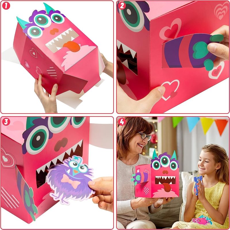 Haooryx 39Pcs Little Monster Greeting Cards with Mailbox for Kids