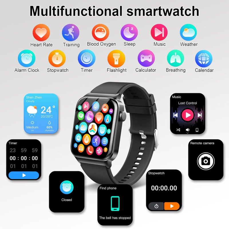 Smart Watch for Men Women Fitness Tracker Heart Rate Monitor Waterproof Bluetooth Smartwatch with GPS Activity Tracker - Imag...