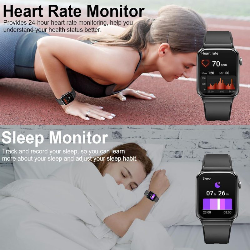 Smart Watch for Men Women Fitness Tracker Heart Rate Monitor Waterproof Bluetooth Smartwatch with GPS Activity Tracker - Imag...