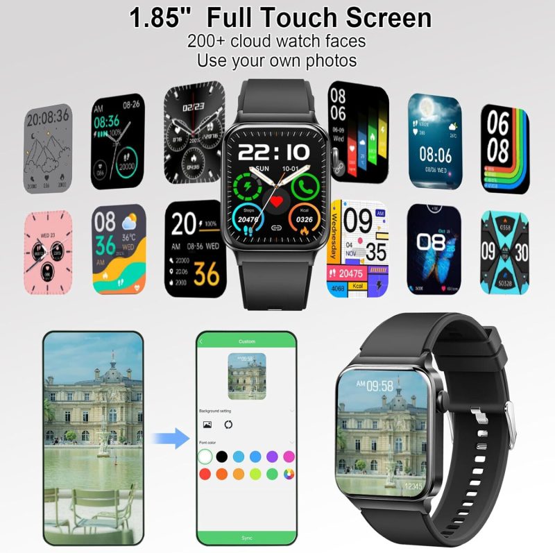 Smart Watch for Men Women Fitness Tracker Heart Rate Monitor Waterproof Bluetooth Smartwatch with GPS Activity Tracker - Imag...