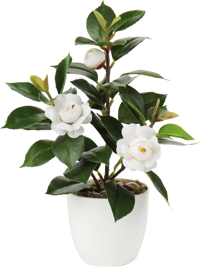 Camellia Artificial Plant - Realistic Silk Flower Arrangement for Home Decor