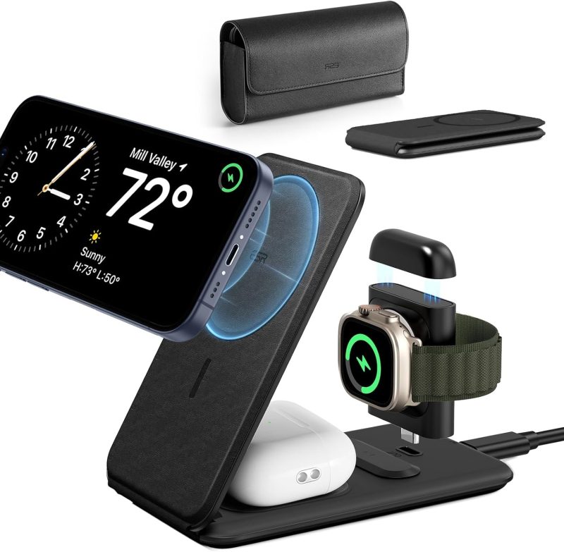 ESR 3-in-1 Apple Travel Charging Station: Compact Charger for iPhone, AirPods, and Apple Watch