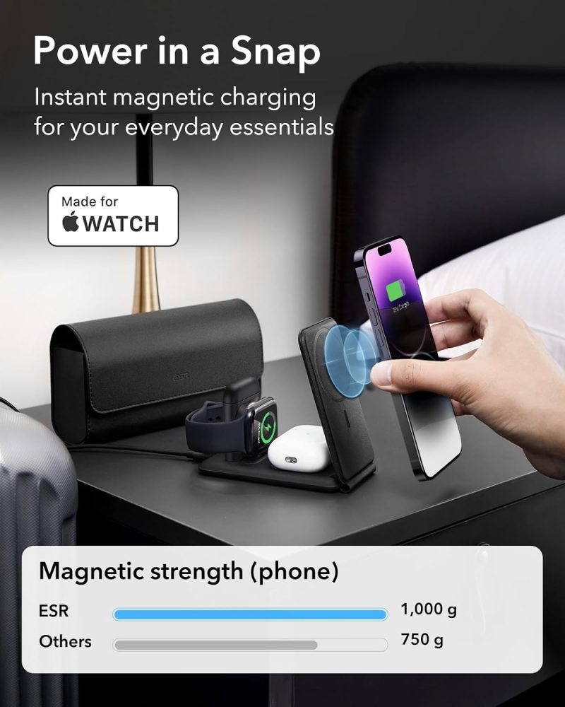 ESR 3-in-1 Apple Travel Charging Station: Compact Charger for iPhone, AirPods, and Apple Watch - Image 8