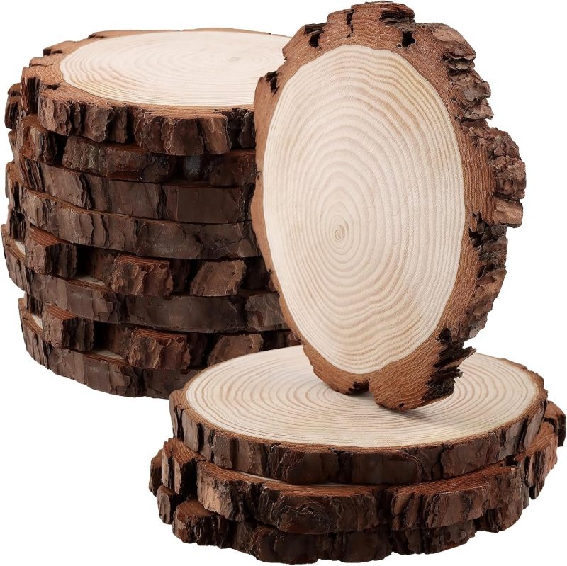 JAPCHET 12 Unfinished Wood Slices - DIY Crafts Supplies for Painting, Crafting, and Decor - Bulk Pack for Creative Projects