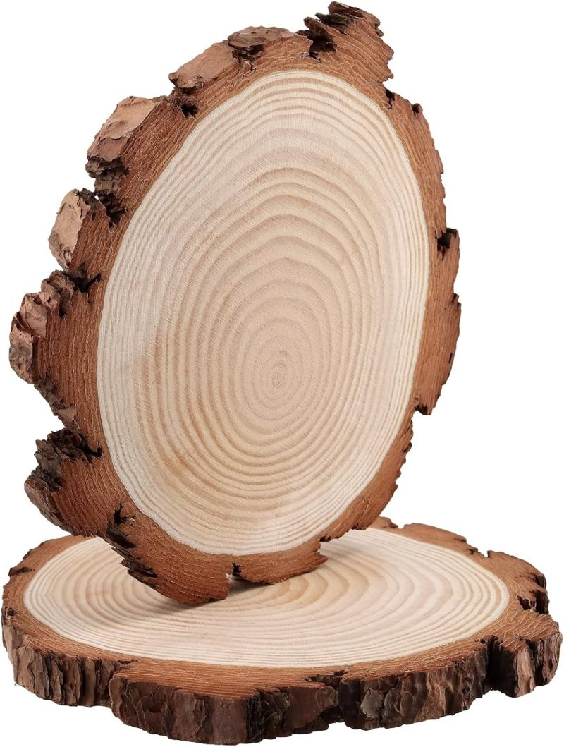 JAPCHET 12 Unfinished Wood Slices - DIY Crafts Supplies for Painting, Crafting, and Decor - Bulk Pack for Creative Projects -...