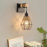 6800e0ee97137ee440fdf089e75619ac54218fd804289fb20f4e3.jpg Vintage Wood Wall Lamp - Image 1