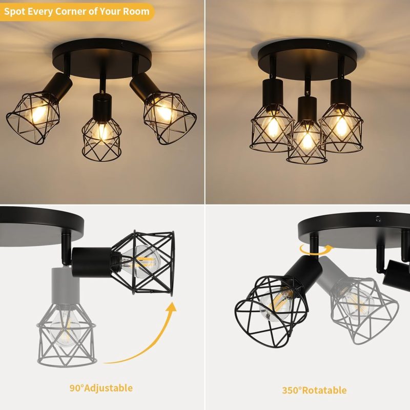 3 Way Spot Lights Ceiling Lights Spotlight - Adjustable LED Track Lighting Fixture for Kitchen, Living Room, Bedroom - Modern...