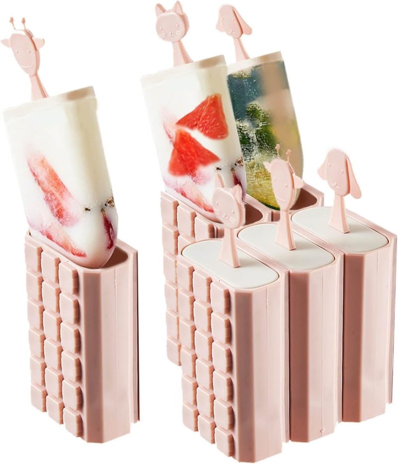 12 Cell Ice Lolly Moulds - BPA-Free Popsicle Maker Kit for Homemade Frozen Treats, Reusable Silicone Mold with Sticks for Kid...