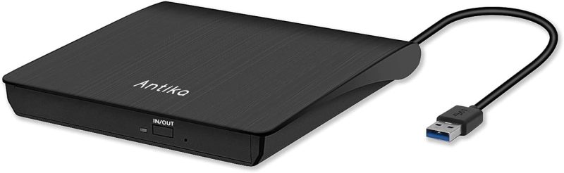 Antika External CD DVD Drive - Portable USB 3.0 CD/DVD-RW Optical Drive for Laptop/Desktop, Windows/Mac, Ultra Slim, Plug and...