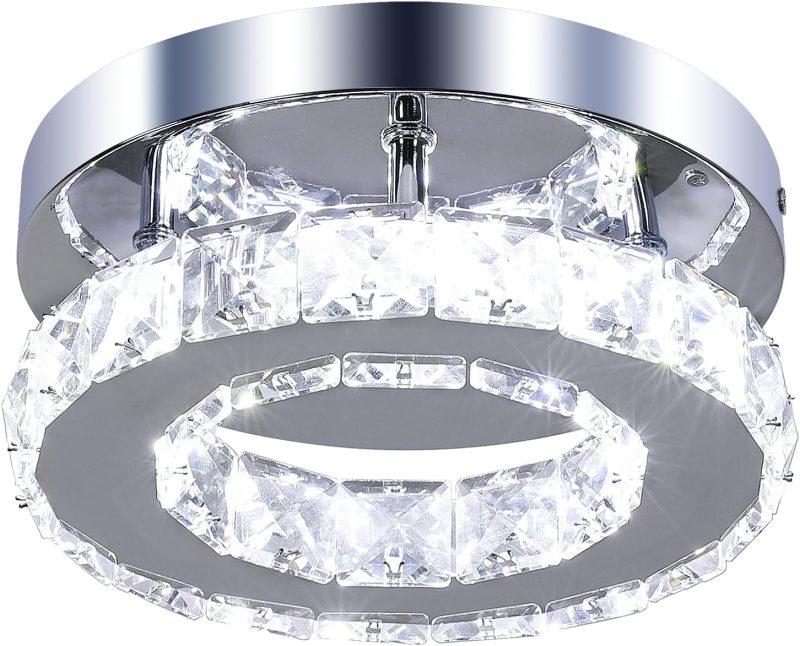 Modern LED Ceiling Light Fixture with Remote Control, Dimmable Flush Mount Lamp for Living Room, Bedroom, Kitchen - Energy Ef...