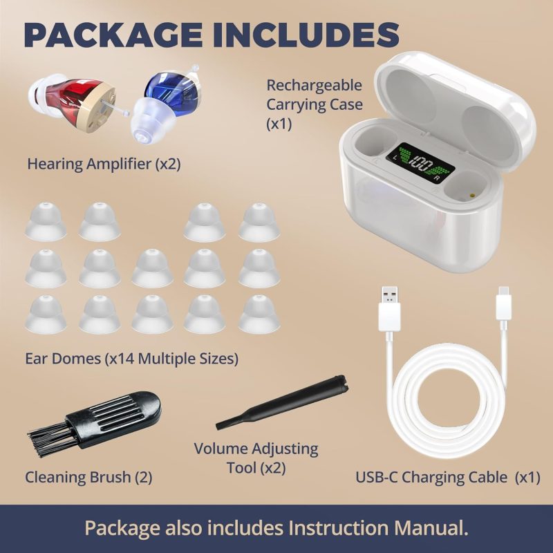 MEDca Rechargeable In-Ear Digital Sound Enhancers - Hearing Amplifiers with Noise Reduction, Adjustable Volume Control, and U...