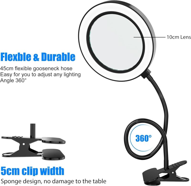 8X Magnifying Glass with Light - LED Handheld Magnifier for Reading, Seniors, Crafts, Maps, Jewelry - Illuminated Magnifier L...