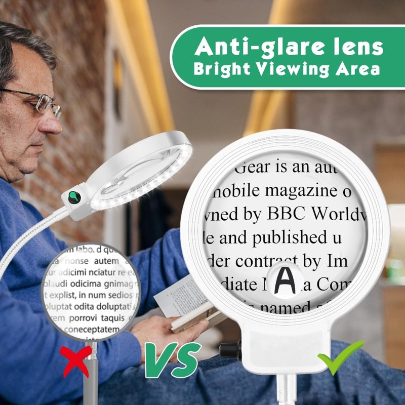 3-in-1 Magnifying Glass with Light | LED Illuminated Magnifier for Reading, Crafts, Seniors | Handheld Magnifying Glass 5X 10...