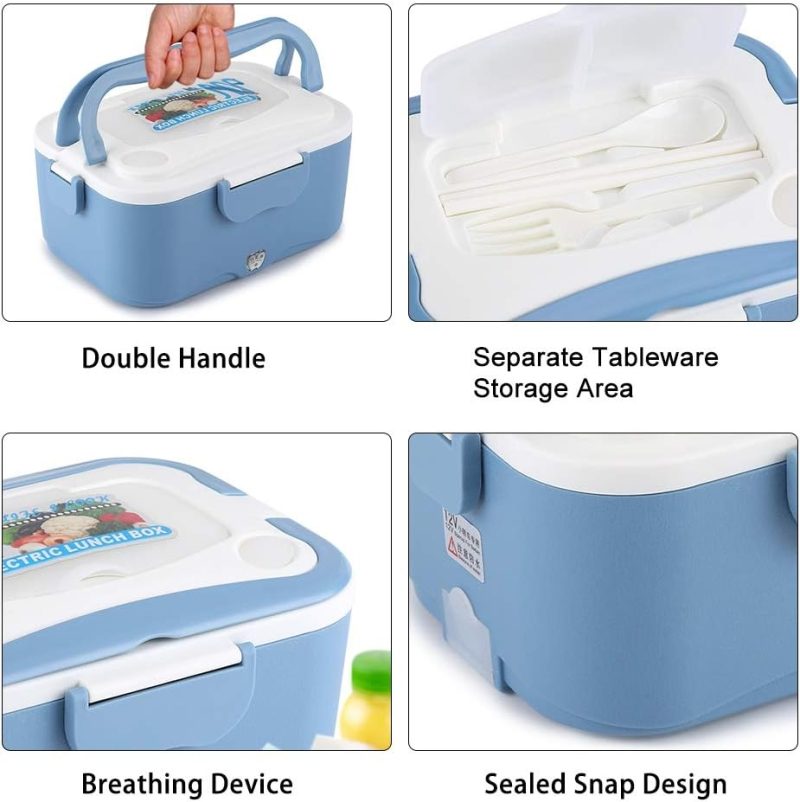 Electric Heating Lunch Box - Portable Food Warmer with Removable Stainless Steel Container, 110V/220V Plug-In, Insulated Carr...