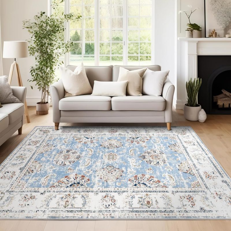 Machine Washable Runner Rug - Durable Indoor Outdoor Non-Slip Area Mat for Kitchen, Hallway, Entryway - Easy to Clean, Stain ...