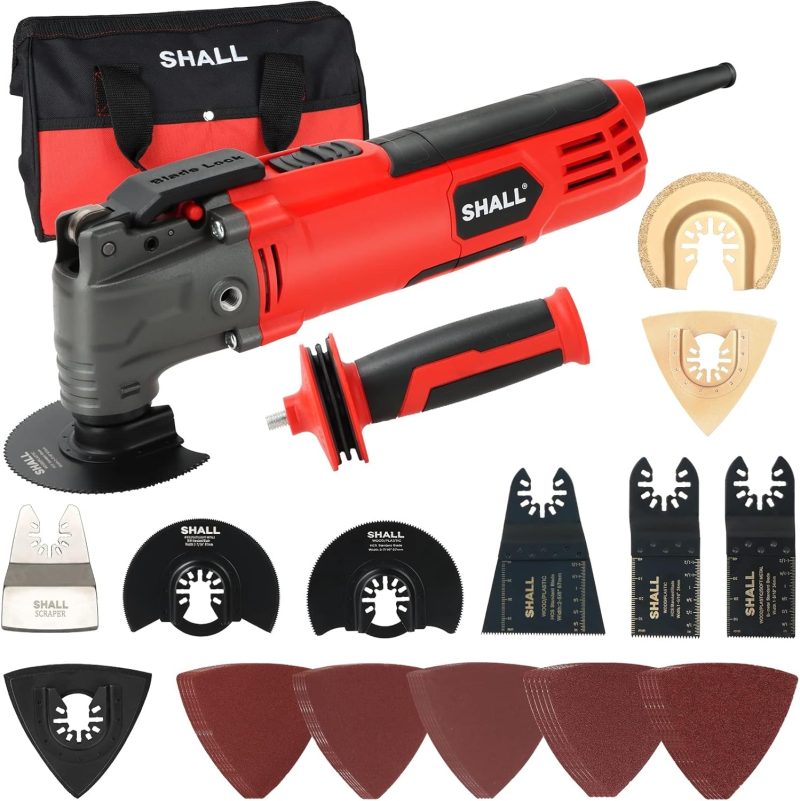 SHALL Oscillating Tool 500W - Powerful Electric Multi-Tool for Cutting, Sanding, and Polishing with Variable Speed Control an...