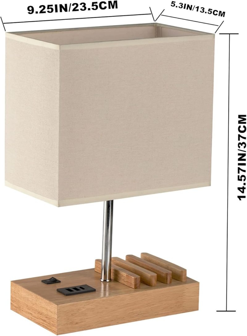 USB Bedside Table Lamp with Wireless Charger, Touch Control, Dimmable LED Night Light for Bedroom, Reading, Desk - Modern Des...