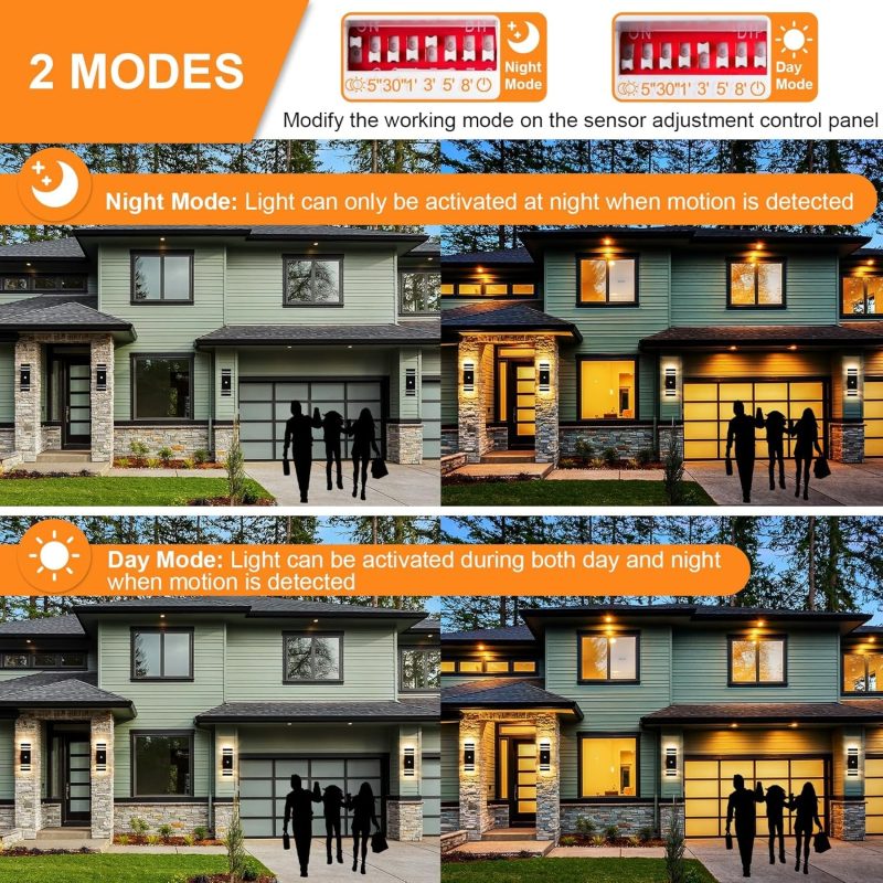 Outside Lights with Motion Sensor for Enhanced Security and Energy Savings - Weatherproof LED Outdoor Lighting with PIR Senso...