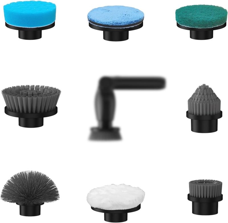 Cordless Cleaning Brush Kit with Interchangeable Heads for Efficient Home Cleaning - Rechargeable Scrubber for Bathroom, Kitc...