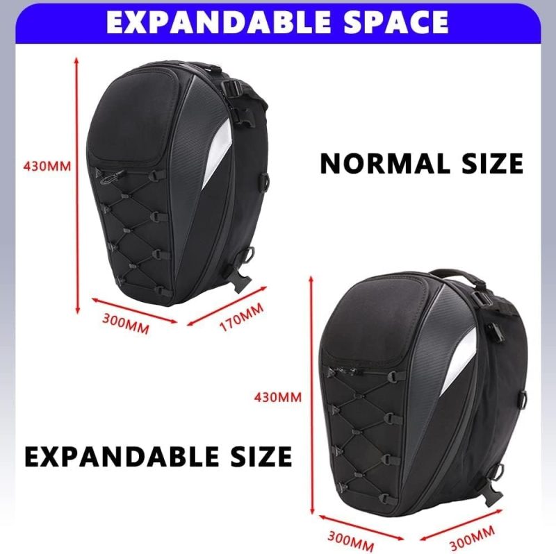 Motorbike Saddle Bag with Waterproof Design, Expandable Capacity, Reflective Strip - Durable Motorcycle Storage for Travel &a...