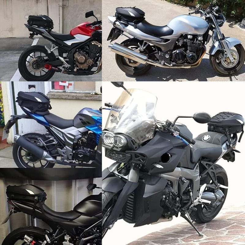 Motorbike Saddle Bag with Waterproof Design, Expandable Capacity, Reflective Strip - Durable Motorcycle Storage for Travel &a...
