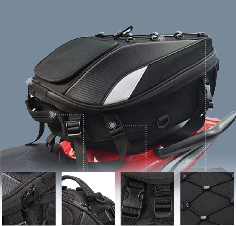 Motorbike Saddle Bag with Waterproof Design, Expandable Capacity, Reflective Strip - Durable Motorcycle Storage for Travel &a...
