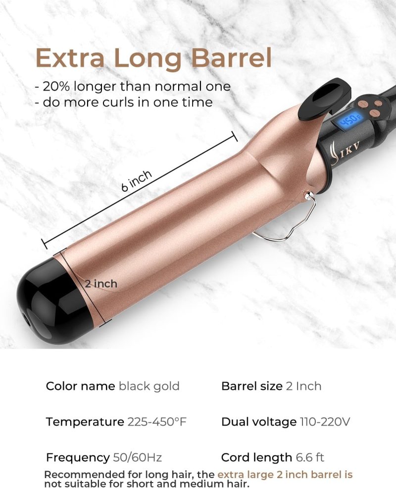 Extra Long Barrel Curling Iron for Thick Hair | Professional Ceramic Hair Curler with Adjustable Heat Settings for Long Lasti...