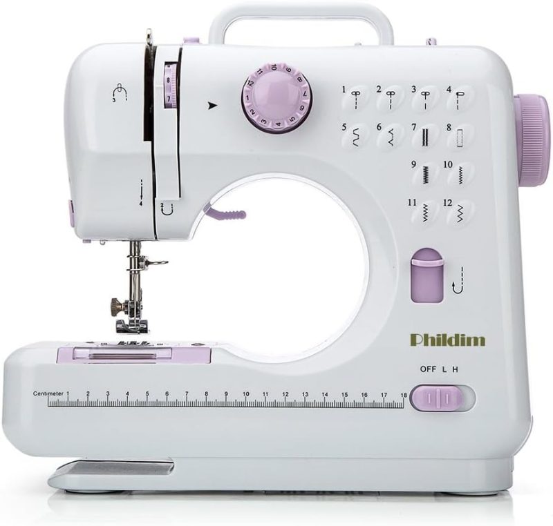 Mini Sewing Machine Portable Handheld Beginners Kit with Foot Pedal, LED Light, 12 Stitches - Compact Electric Crafting Tool ...