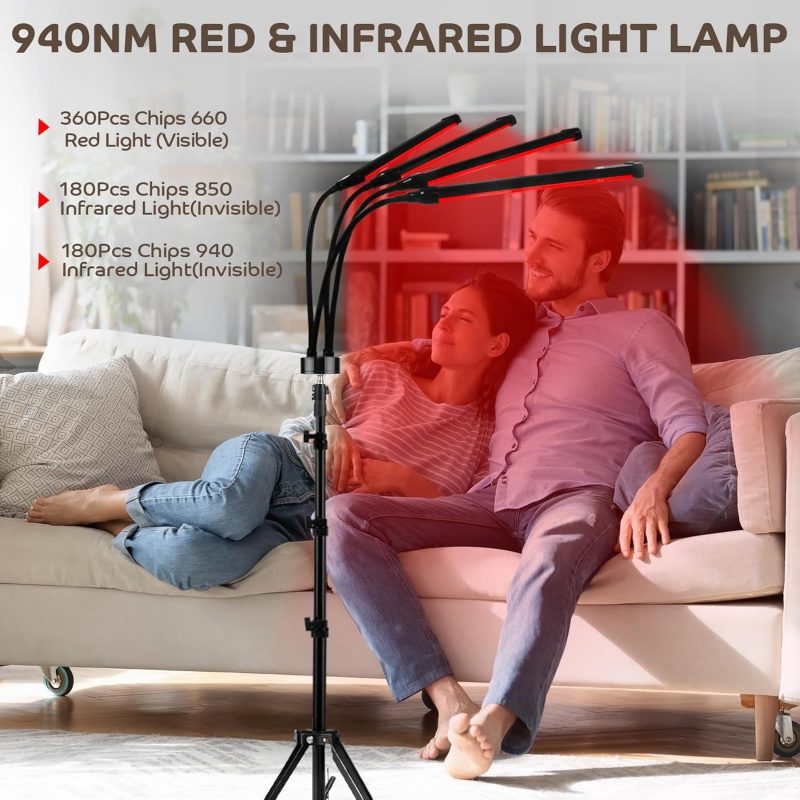 Red Infrared Lamp for Pain Relief and Healing Therapy - Portable Heat Lamp for Muscle Recovery, Joint Pain Relief, and Inflam...