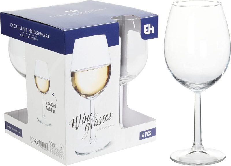 Crystal Clear Wine Glasses Set - Premium Stemware for Red & White Wines - Lead-Free, Dishwasher Safe Glassware for Partie...