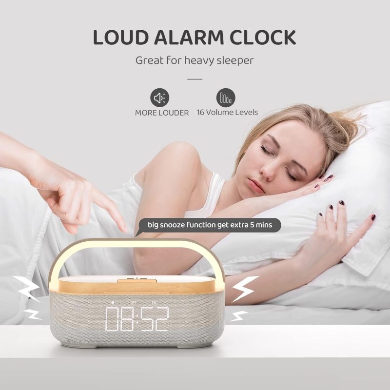 Radio Alarm Clock Bluetooth Speaker with FM Radio, LED Display, USB Charging, Dual Alarms, Sleep Timer, and Bluetooth Connect...