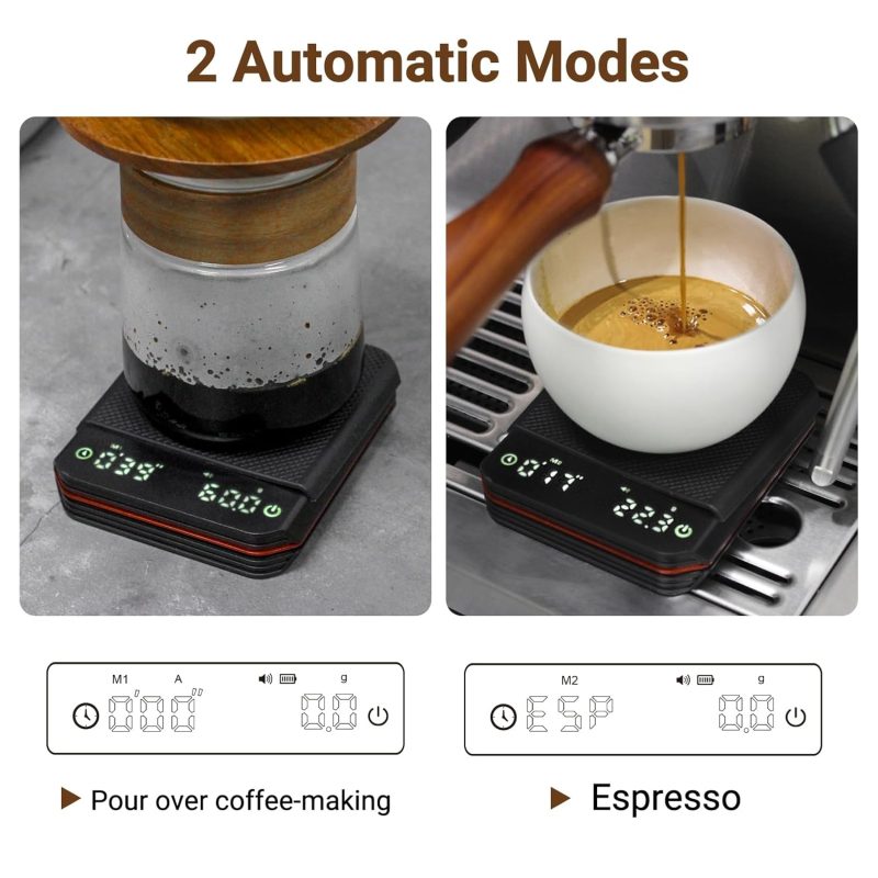 Precision Coffee Scales with Timer | Digital Espresso Scale for Brewing, Grams & Ounces Measurement | Barista Tool for Po...