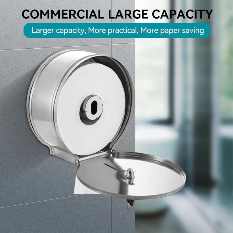 Commercial Toilet Paper Dispenser with Key Lock, Heavy Duty Wall Mount Holder for Restrooms, Office, and Commercial Spaces - ...