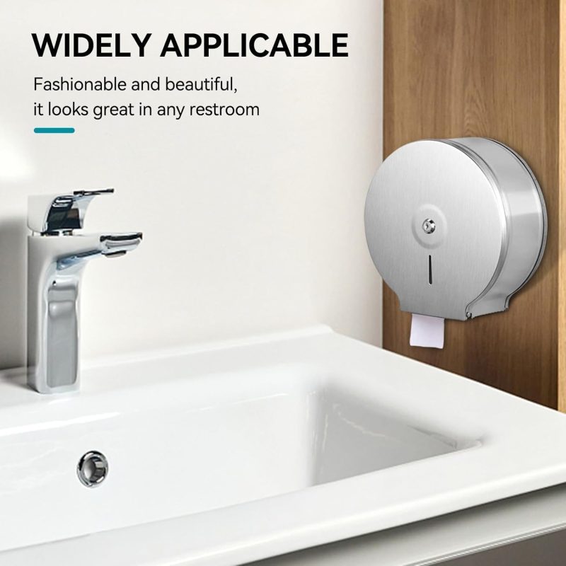 Commercial Toilet Paper Dispenser with Key Lock, Heavy Duty Wall Mount Holder for Restrooms, Office, and Commercial Spaces - ...