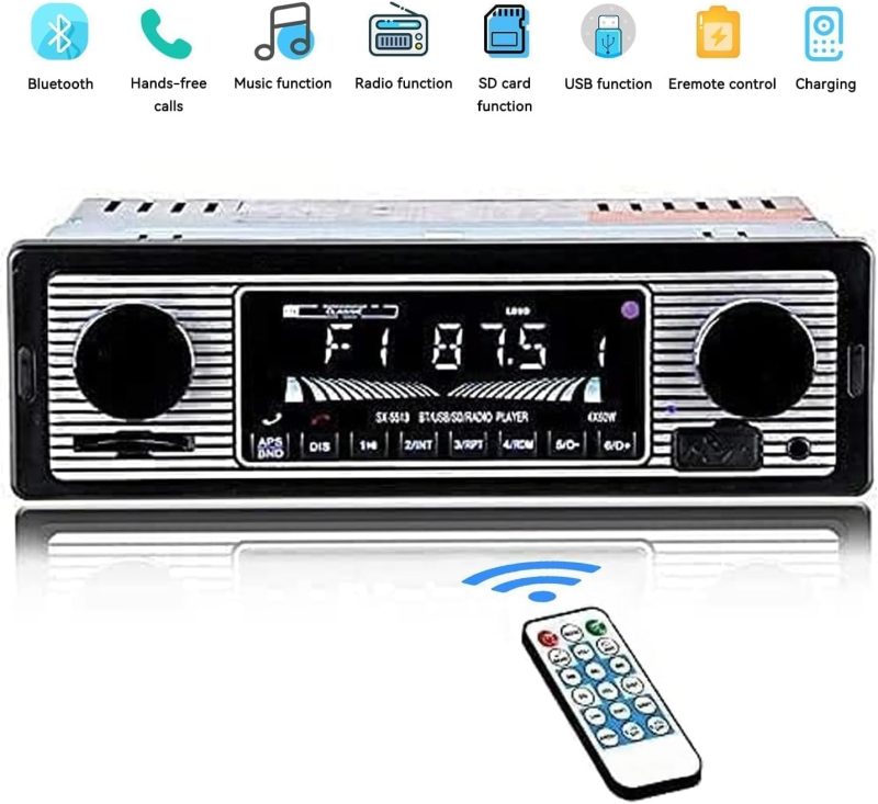 Car Stereo,Car Radio Bluetooth Hands Free,4X60W Car Stereo Bluetooth with USB/MP3/AUX Port,FM Radio Single Din Car Stereo wit...