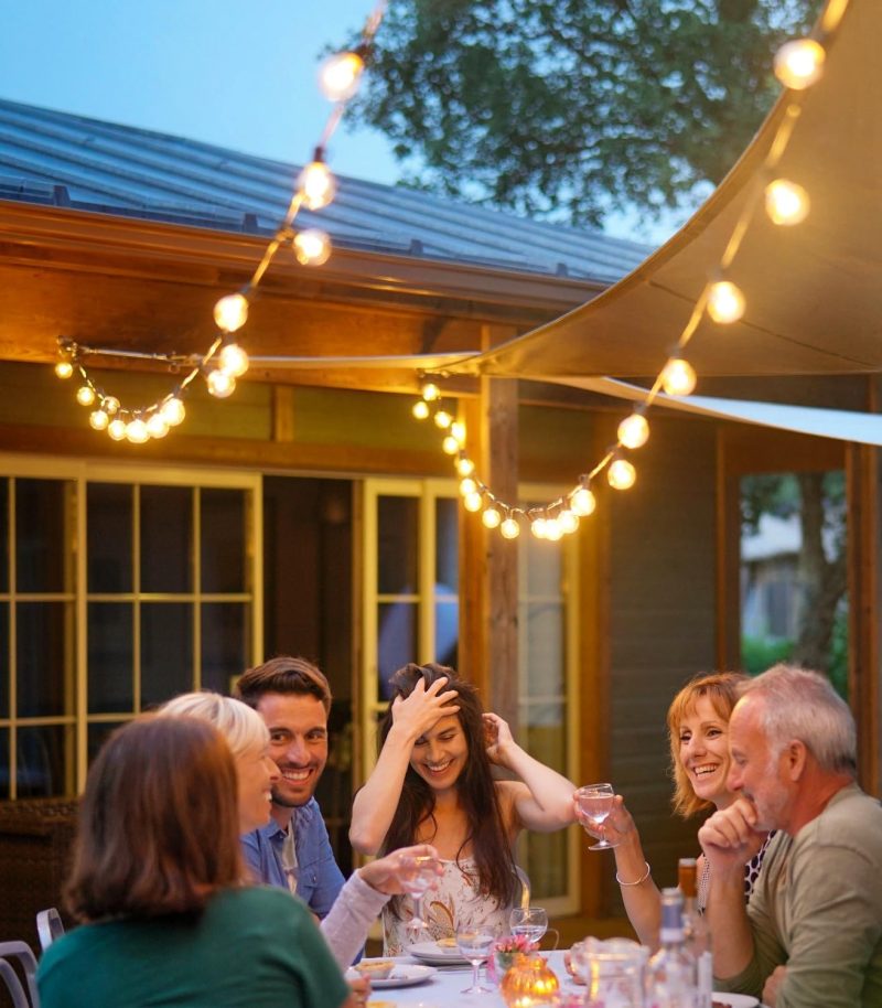 Festoon String Outdoor Garden Lights: 30M 100ft G40 Outside Electric Light Mains Powered Shatterproof LED Bulb Waterproof Lig...