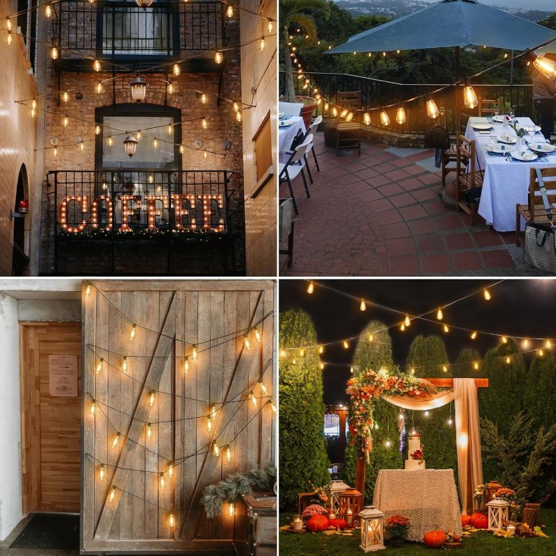 Ollny Festoon Lights Outdoor 7.5m, Christmas LED String Light Mains Powered, Waterproof with Plug/13+1 Shatterproof ST38 Bulb...