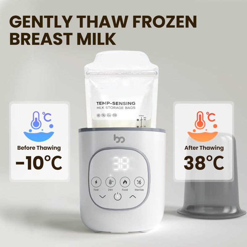Baby Bottle Warmer, Warms Baby Feeds to Body Temperature in Minutes, Easy to Use, with Timer, Accurate Temp Control, Automati...