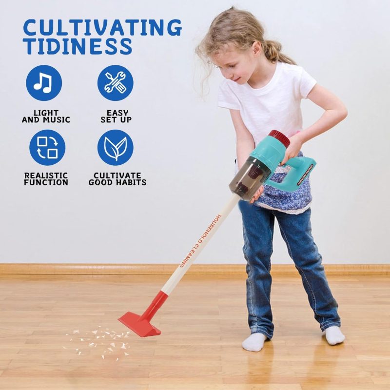 Vacuum Cleaner Toy with Real Suction Function & Accessories, Housekeeping Pretend Role Playset ,3 in 1 Kids Cleaning Toy ...