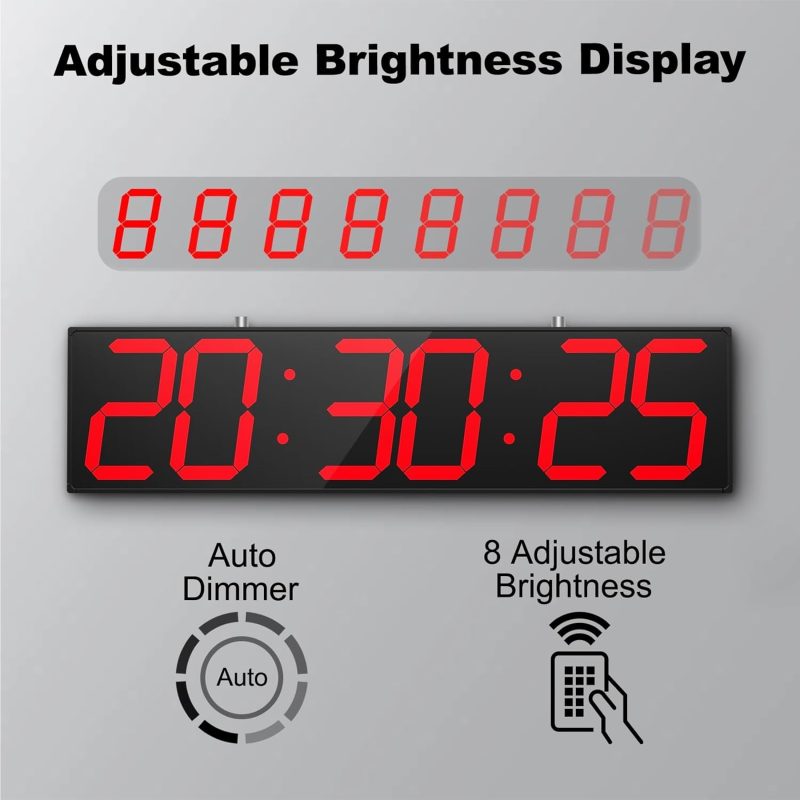 27.6in Double Sided Digital Wall Clock, Multifunctional Led Large Clock with Timer, Temperature and Date Display, Hanging Dig...