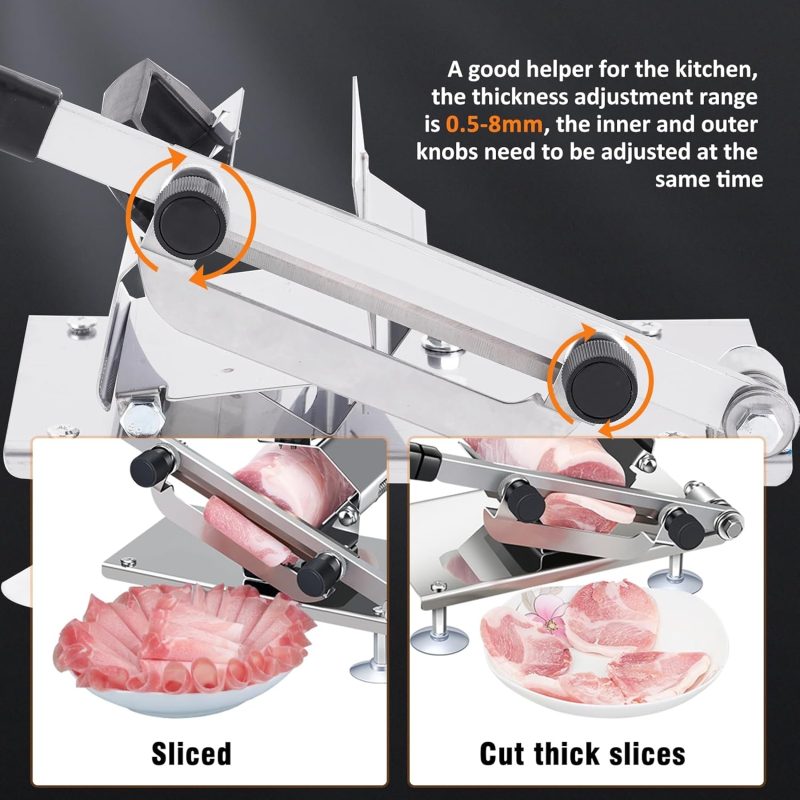 Frozen Meat Slicer Manual Meat Slicer Cold Meat Cutting Machine Stainless Steel Meat Cleaver for Beef Mutton Roll Bacon Veget...