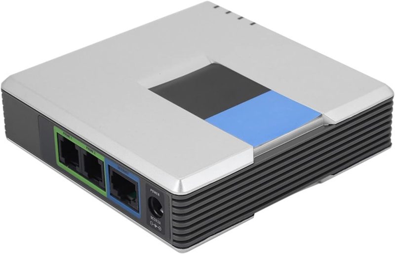 682875a6a9a900a16199cc0102d75f85df8bb39a6356054a45387.jpg VoIP Phone Adapter 2 Ports SIP Internet Phone Adapter V2 Protocol Office Broadband Network Router