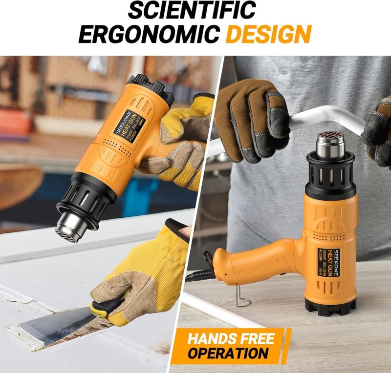 SEEKONE 2000W Professional Hot Air Gun 50℃- 600℃ Variable Temperature Control with 2-Temp Settings, Overload Protection, ...