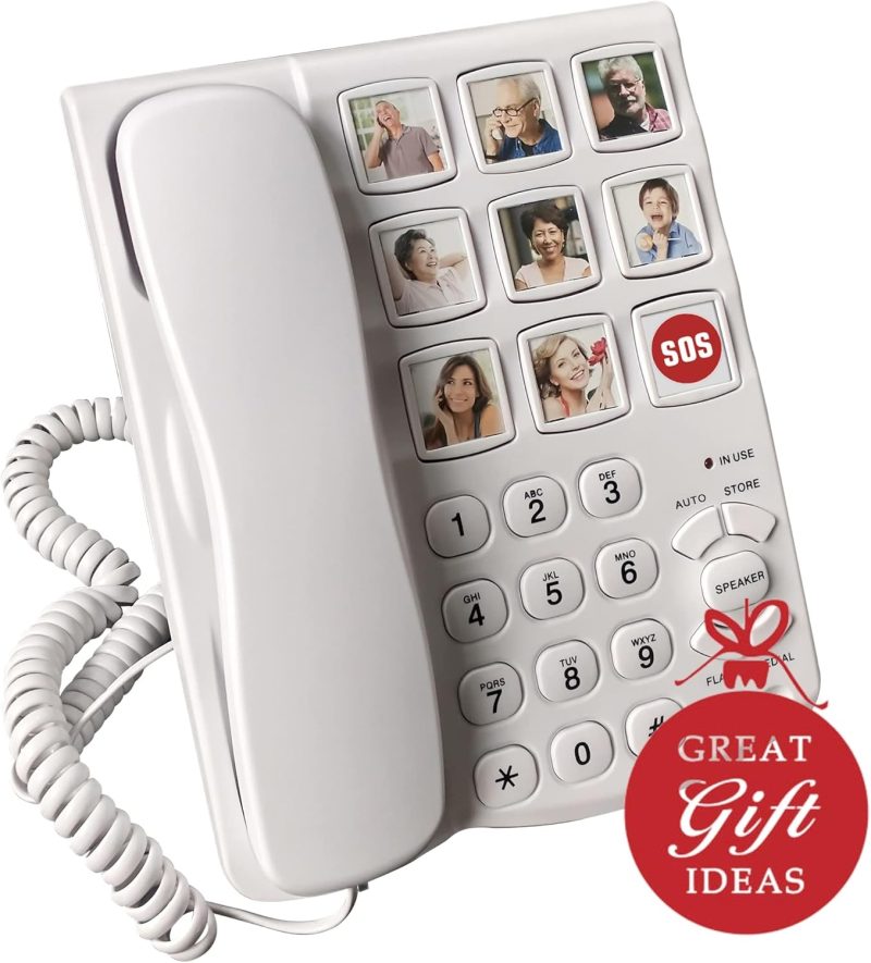 Memo24 Big Button Phone and Picture Corded Landline Phone for Elderly and Dementia Sufferers. Simple One-Touch Speed Dialling...