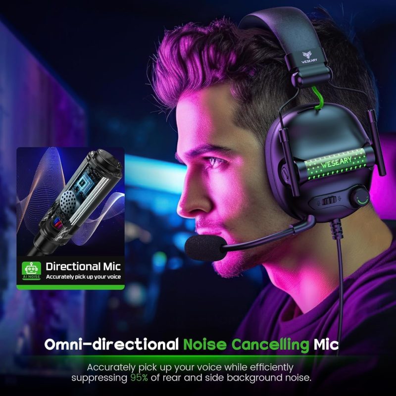 Wired Gaming Headset for Xbox Series X|S, Xbox One, PS4, PS5, Switch, Mobile, PC Headset with Surround Sound, Gaming Headphon...