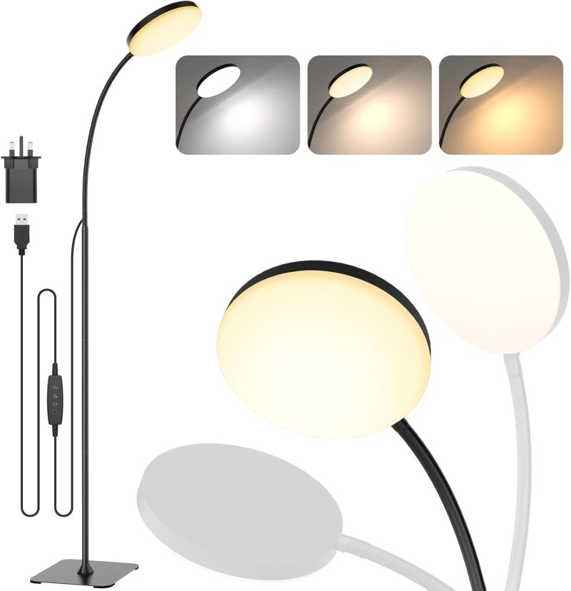 LED Floor Lamp, 10W Reading Standing Lamps with 3 Color Temperature & 5 Brightness Levels, Dimmable Floor Lamp for Living...