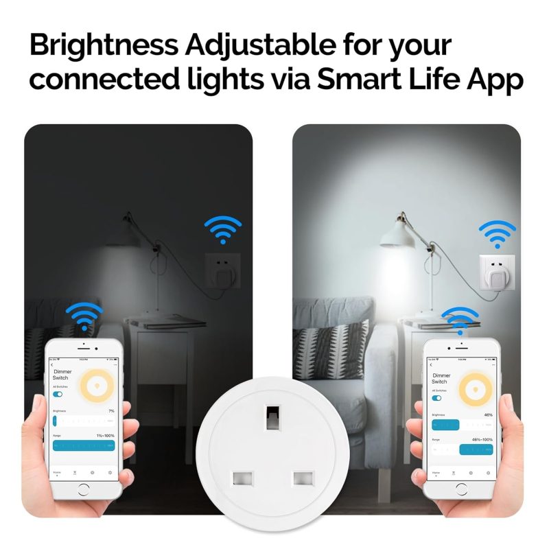 MOES Smart Plug Dimmer Socket, Dimmable LED, CFL, Halogen and Incandescent Bulbs, Dimmer LED Lights Brightness Adjust, Compat...