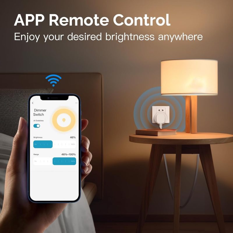MOES Smart Plug Dimmer Socket, Dimmable LED, CFL, Halogen and Incandescent Bulbs, Dimmer LED Lights Brightness Adjust, Compat...