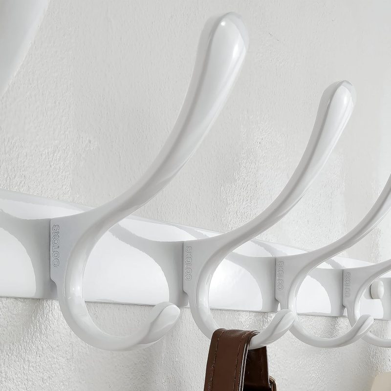 Coat Rack Wall Mounted - 6 Hooks, Heavy Duty, Stainless Steel, Metal Wall Coat Hanger, Sturdy Wall Hooks for Hanging Coat, Ja...